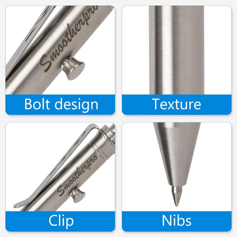 SMOOTHERPRO Bolt Action Pen, Stainless Steel Ballpoint Pen Compatible with Pilot G2 Refill, EDC Pen for Writing, Left-Handed Friendly, Black(TC141BK) - Image 4